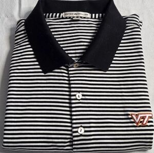 Peter Millar Virginia tech summer comfort Polo Men's XL, Black And White Striped